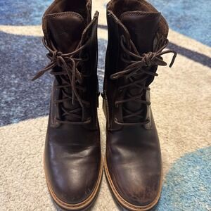 Timberland Sienna High Waterproof Brown Leather Block Heel Boots